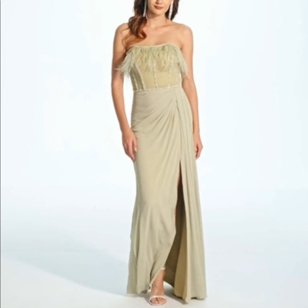 LORENA SAGE FEATHER DRESS